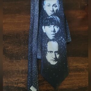 Ralph Marlin Three Stooges Men's Tie - Larry Moe Curly  59”L x 4”W 1994